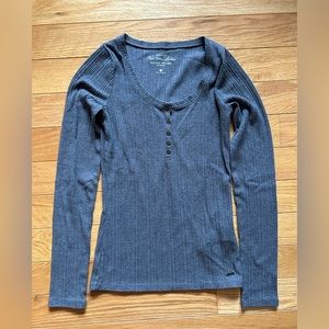 Hollister Ribbed Long-Sleeve Henley Must-Have Collection, Size XS